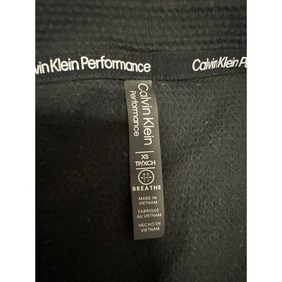 Calvin Klein Performance Black Short Sleeve V-Neck Ruched Tee T-shirt Top Sz XS - Picture 3 of 3